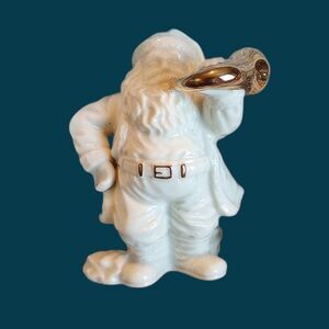 Mikasa Elegant Porcelain Santa with Horn & Toy Bag Christmas Ornament